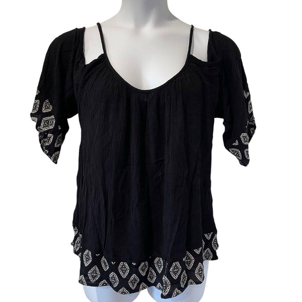 Torrid Black and White Cut Out Blouse